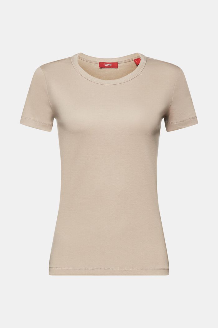 Rundhals-T-Shirt, 100 % Baumwolle, LIGHT TAUPE, detail image number 6