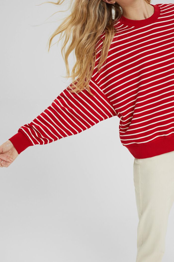 Gestreiftes Sweatshirt aus 100% Bio-Baumwolle, RED, detail image number 2