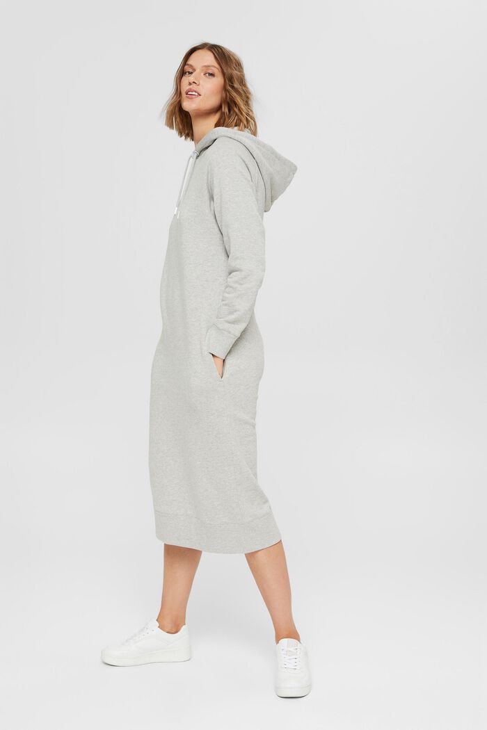 Sweathoodie-Kleid aus 100% Baumwolle, LIGHT GREY, overview