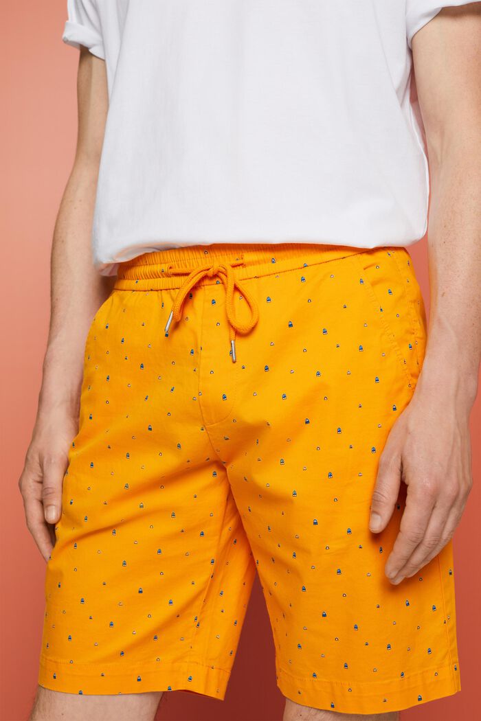 Gemusterte Pull-on-Shorts, Baumwollstretch, BRIGHT ORANGE, detail image number 2