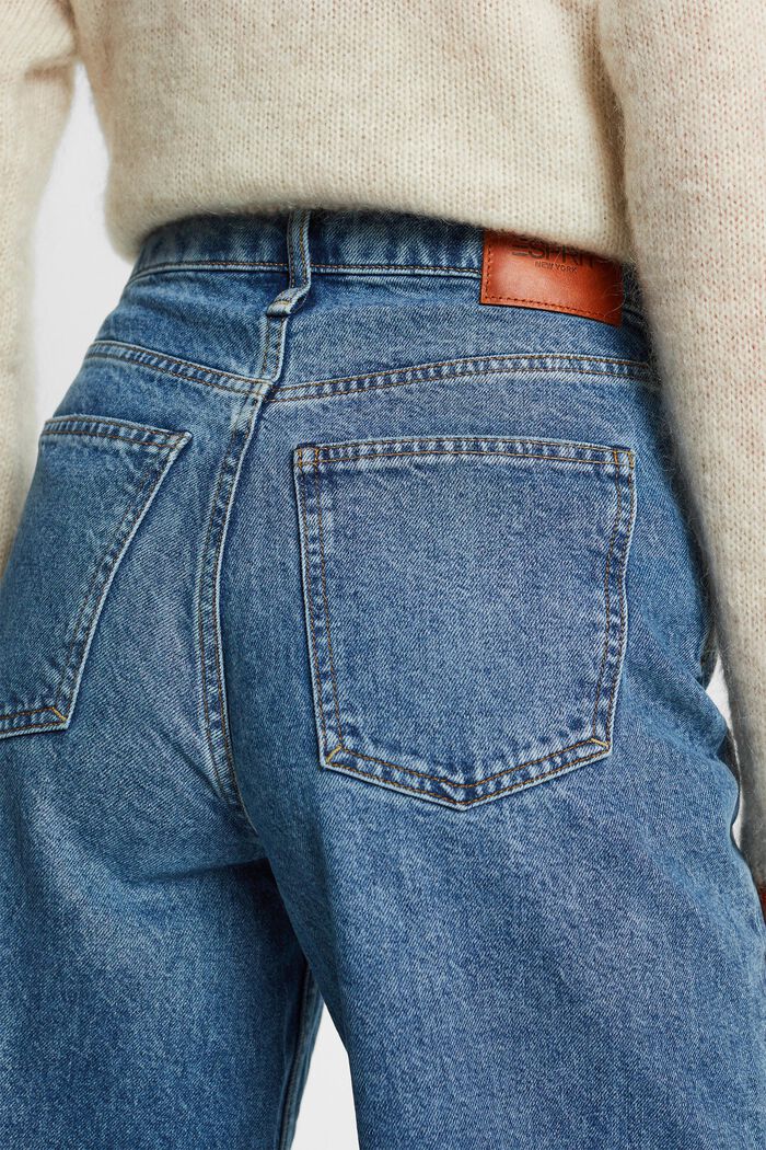 Jeans mit hohem Bund und geradem Bein, BLUE MEDIUM WASHED, detail image number 4