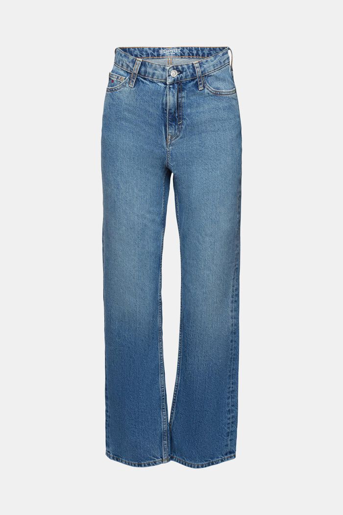 Recycelt: Retro-Jeans mit geradem Bein, BLUE MEDIUM WASHED, detail image number 7