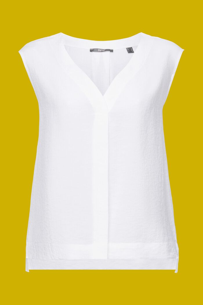 Ärmellose Bluse in Crinkle-Optik, WHITE, detail image number 5