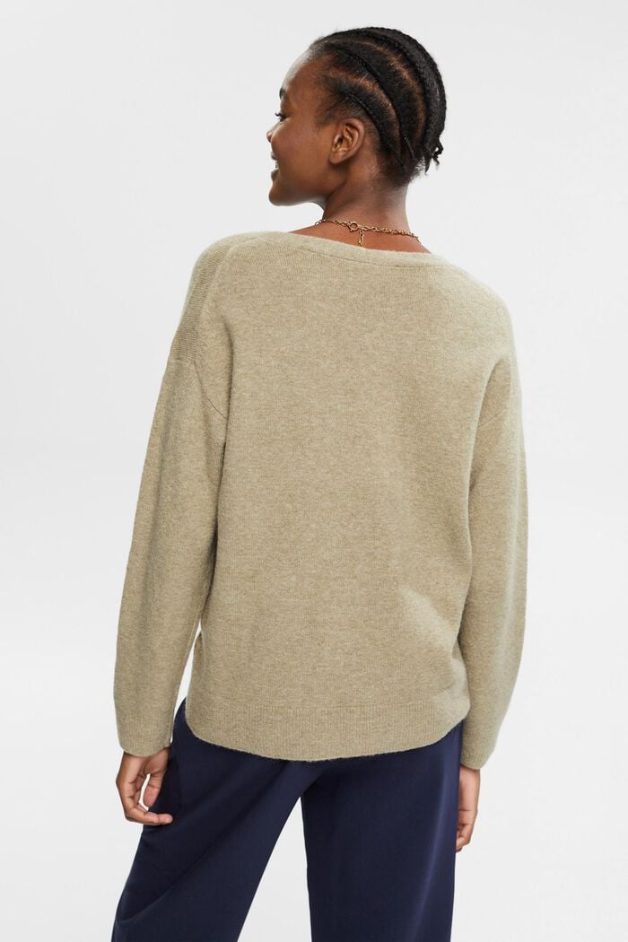Mit Wolle: flauschiger Pullover, PALE KHAKI, detail image number 4