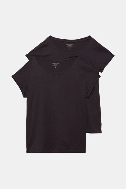 2er Pack Basic-T-Shirt, Organic Cotton, BLACK, overview