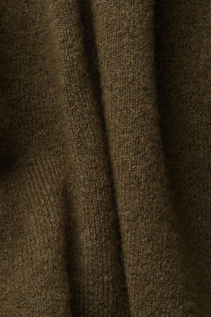 Strickpullover aus Wollgemisch mit Stehkragen, DARK KHAKI, detail image number 5