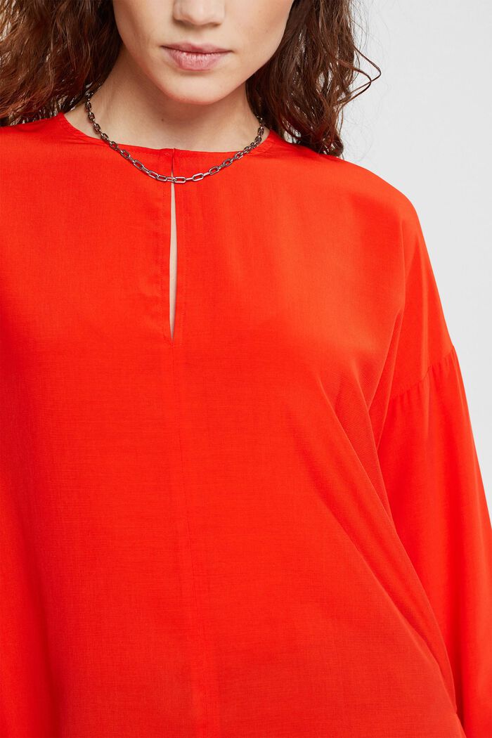 Bluse mit geschlitztem Ausschnitt, LENZING™ ECOVERO™, RED, detail image number 2