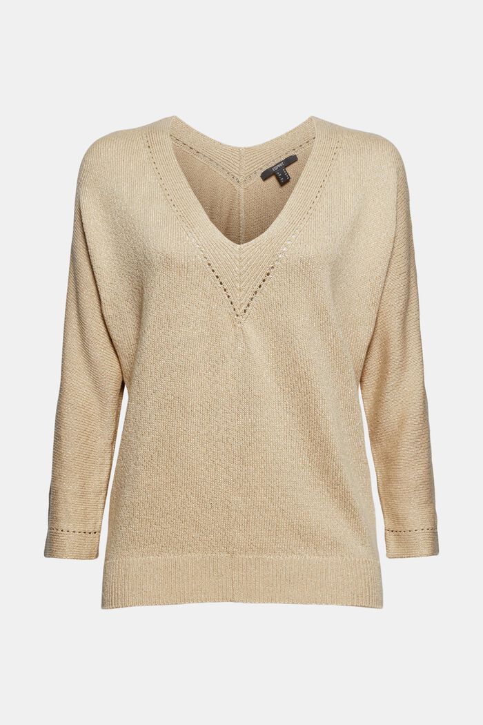 V-Neck-Pullover mit Organic Cotton, DUSTY NUDE, detail image number 7