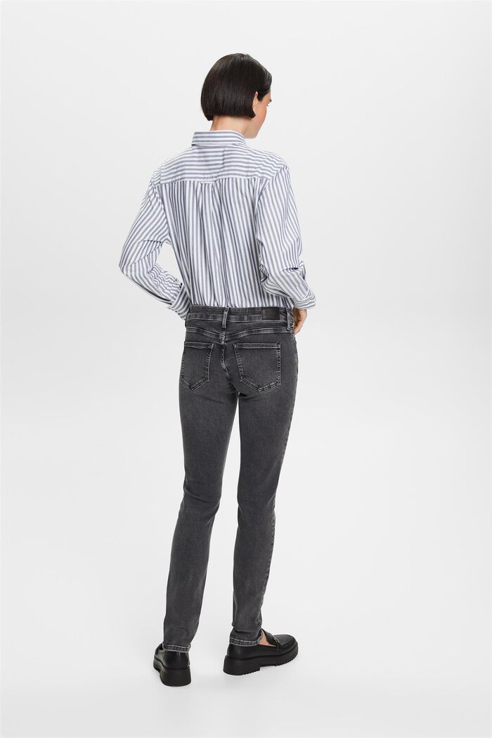 Jeans mit mittlerer Bundhöhe und schmaler Passform, BLACK DARK WASHED, detail image number 3