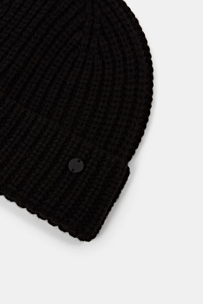 Beanie-Mütze aus Wollmix, BLACK, detail image number 1