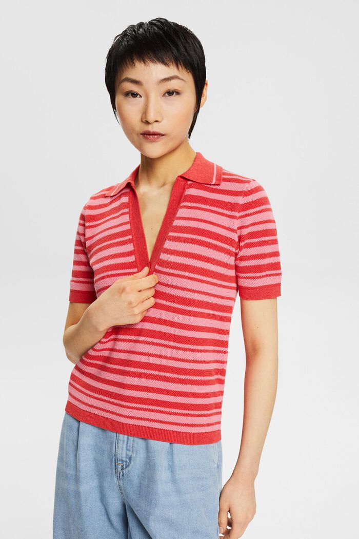 Polo-Shirt aus Strukturstrick, NEW RED, detail image number 0