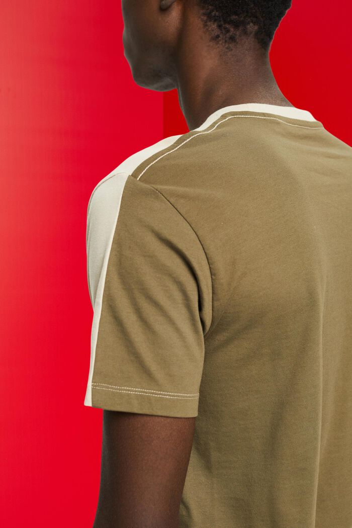 Zweifarbiges T-Shirt aus Baumwolle, LIGHT TAUPE, detail image number 2