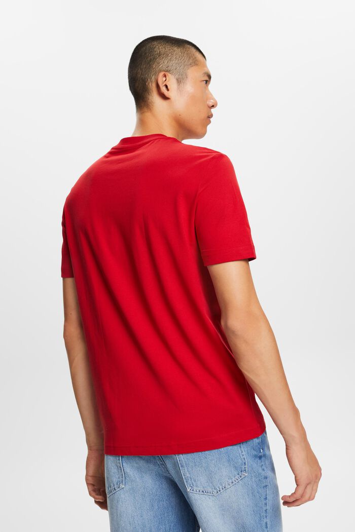 Rundhals-T-Shirt aus Pima-Baumwolljersey, DARK RED, detail image number 3