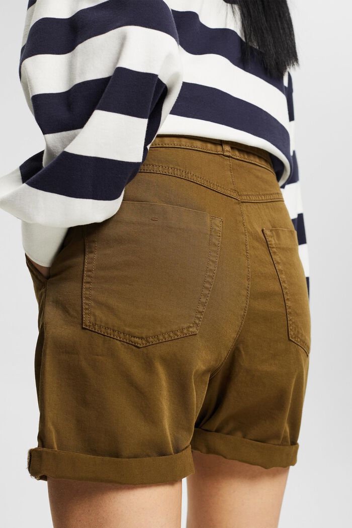 Highwaist-Shorts aus 100% Pima-Baumwolle, KHAKI GREEN, detail image number 3