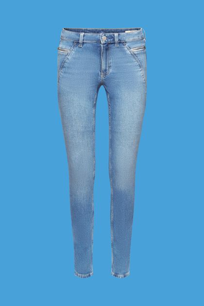 Skinny-Jeans mit mittelhohem Bund und Ziptaschen