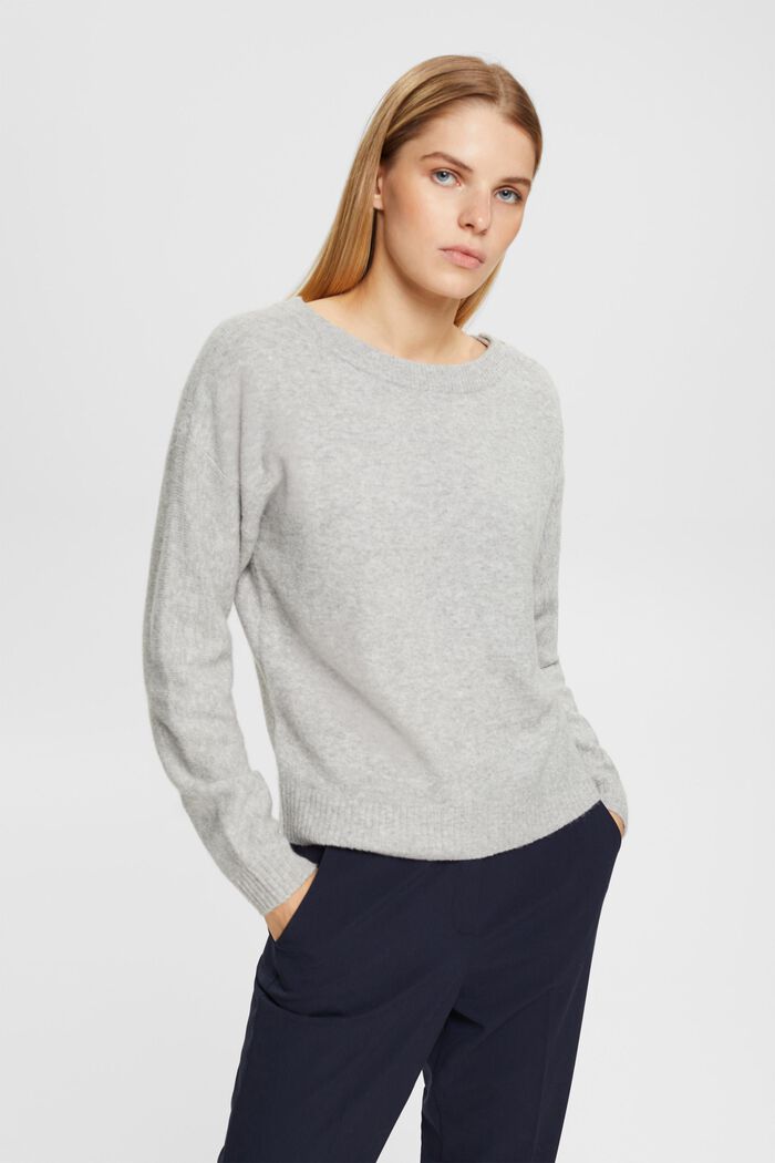 Mit Wolle: gestreifter Pullover, LIGHT GREY, overview