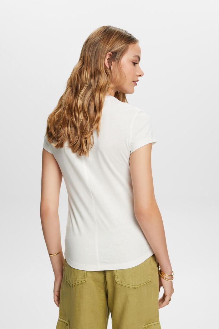 T-Shirt mit Rundhalsausschnitt, 100 % Baumwolle, OFF WHITE, detail image number 3