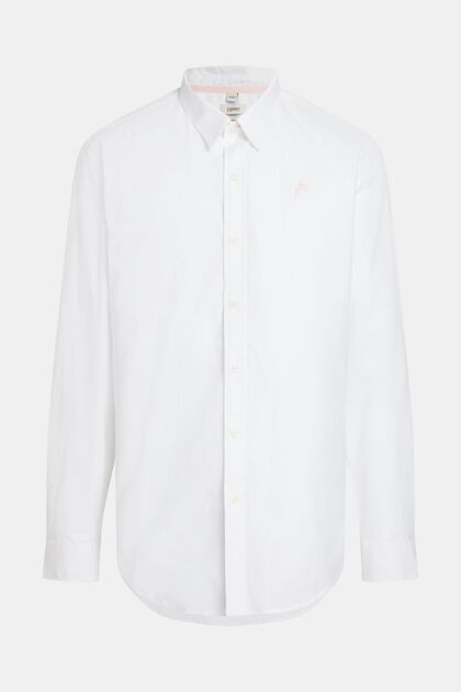Slim-Fit-Hemd aus Popeline mit Delfin-Aufnäher, WHITE, overview