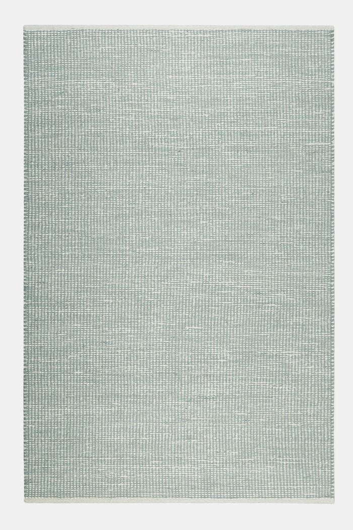 Handgewebter Teppich aus Woll-Mix, AQUA GREEN, overview