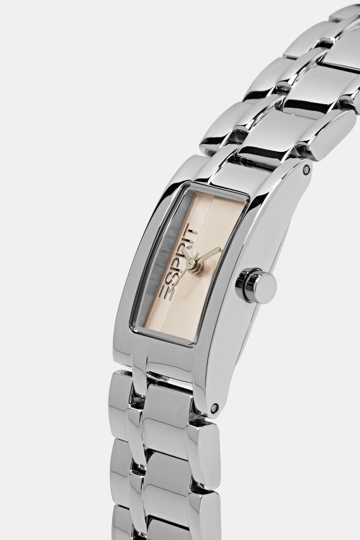 Quadratische Armbanduhr aus Edelstahl, SILVER, detail image number 1