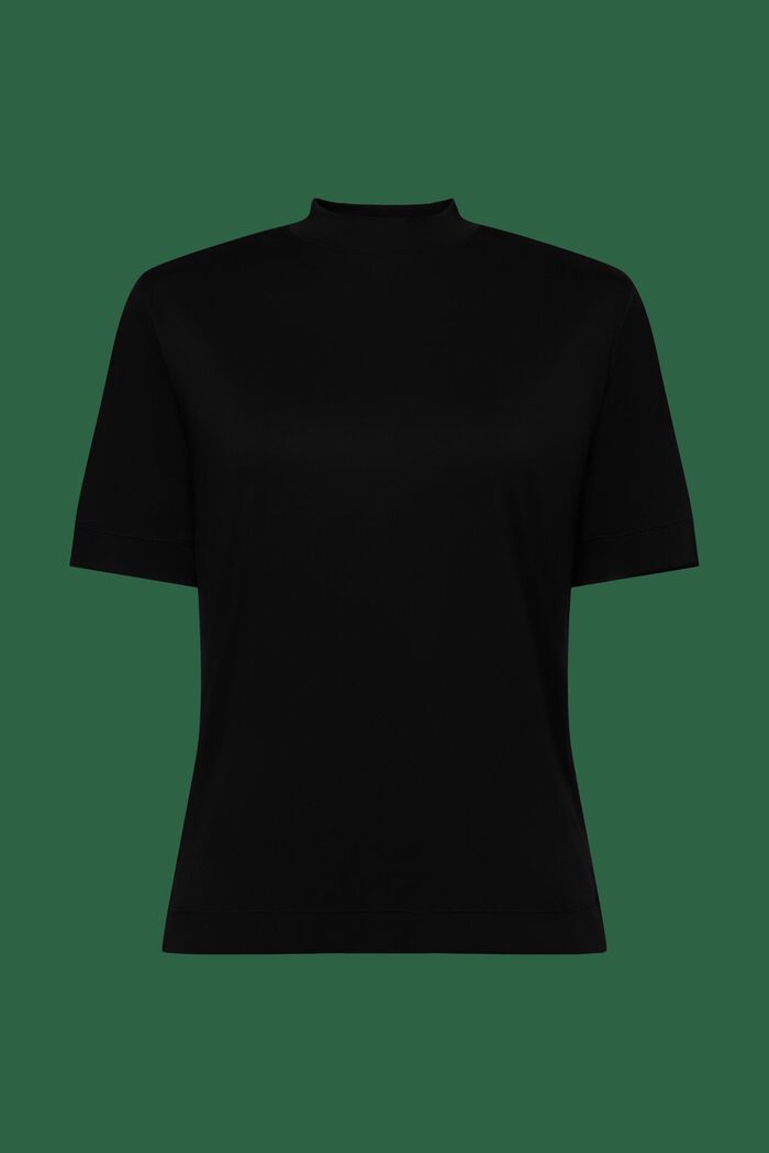 Jersey-T-Shirt mit Stehkragen, BLACK, detail image number 5