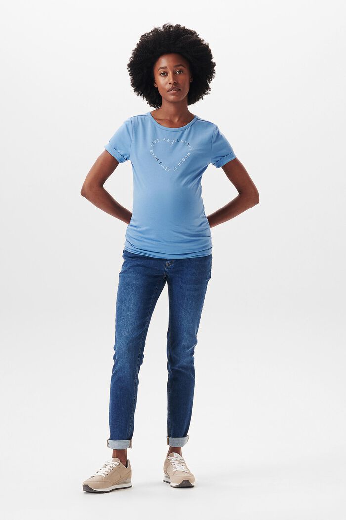 T-Shirt mit Statement-Print, Bio-Baumwolle, BLUE, detail image number 0