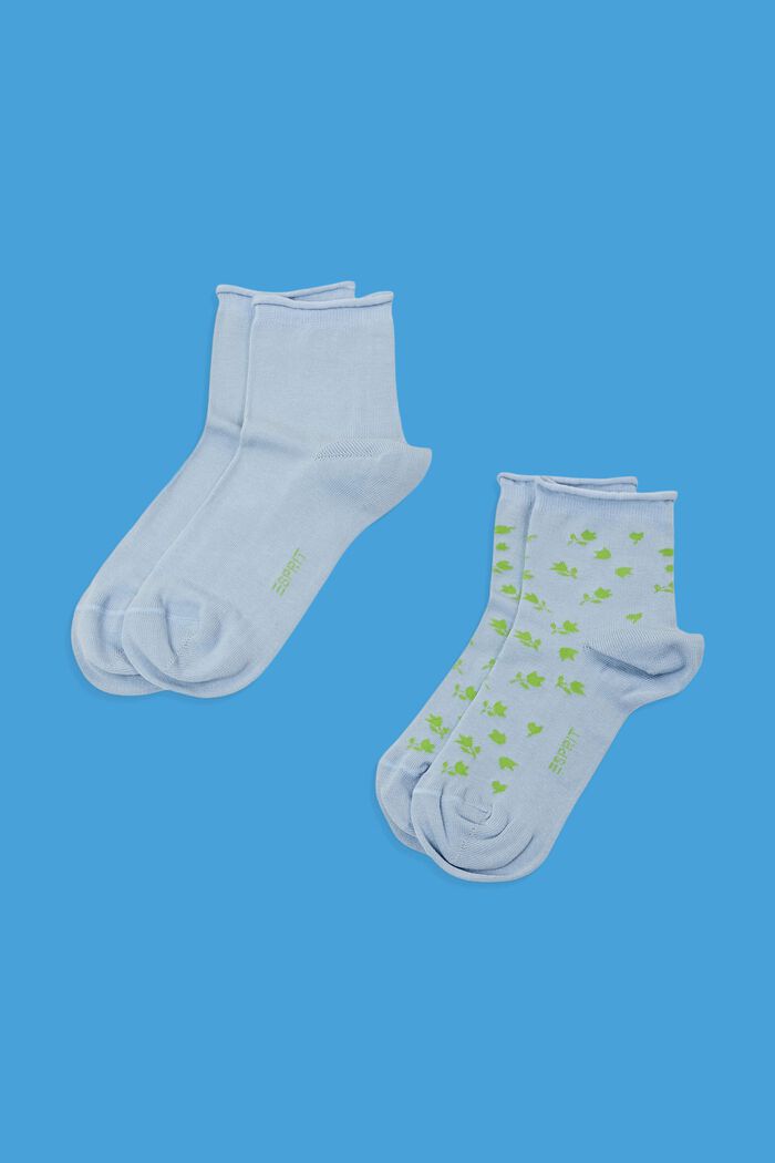 2er-Pack kurze Socken mit Blumenmuster, CLOUD, detail image number 0