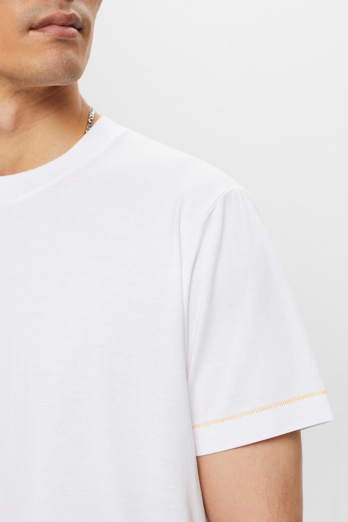 Rundhals-T-Shirt aus Jersey, 100 % Baumwolle, WHITE, detail image number 2