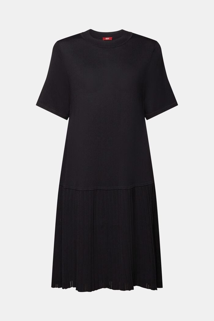 Plissiertes Kleid mit tiefer Taille, BLACK, detail image number 6
