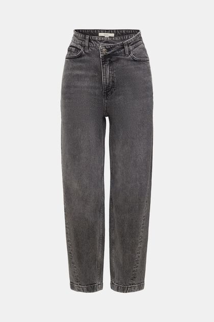 Jeans im Banana Fit mit asymmetrischem Bund, BLACK MEDIUM WASHED, overview