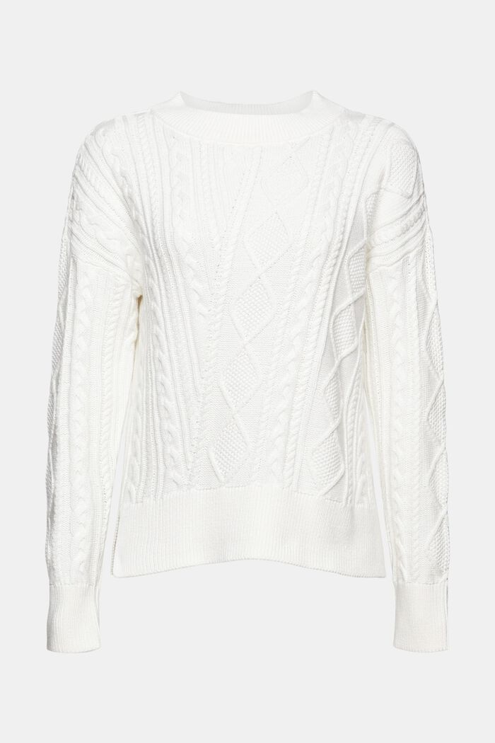 Pullover aus Musterstrick, Organic Cotton, OFF WHITE, detail image number 5