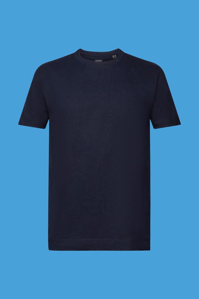 T-Shirt aus Baumwolle-Leinen-Mix, NAVY, detail image number 6