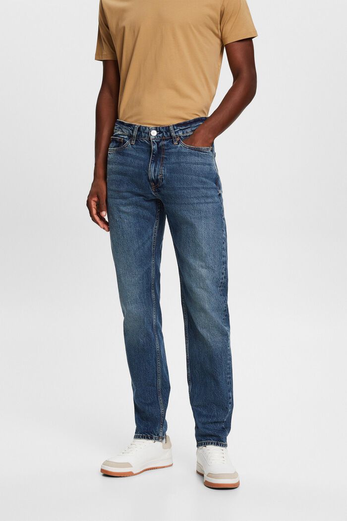 Gerade Jeans mit mittelhohem Bund, BLUE LIGHT WASHED, detail image number 0