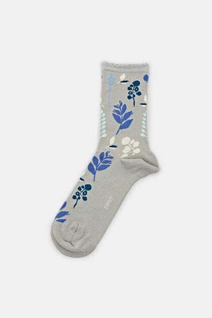 Socken mit floralem Muster, LIME GREEN, overview