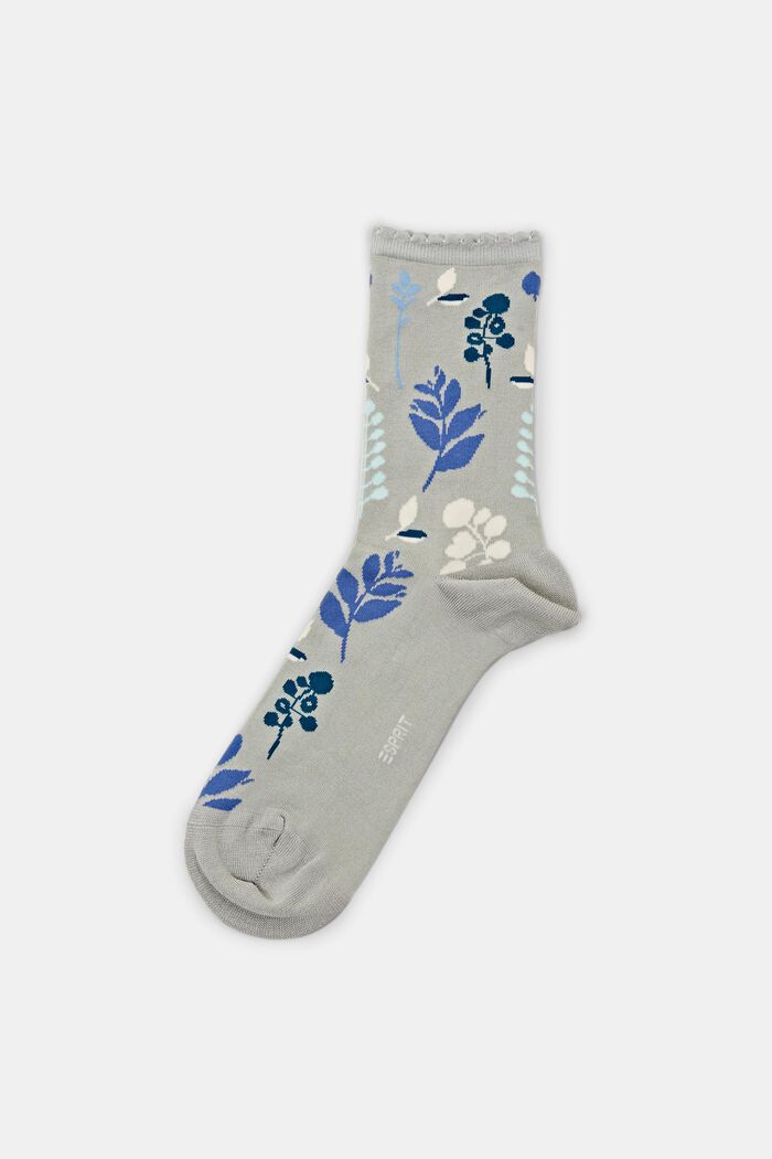 Socken mit floralem Muster, LIME GREEN, detail image number 0