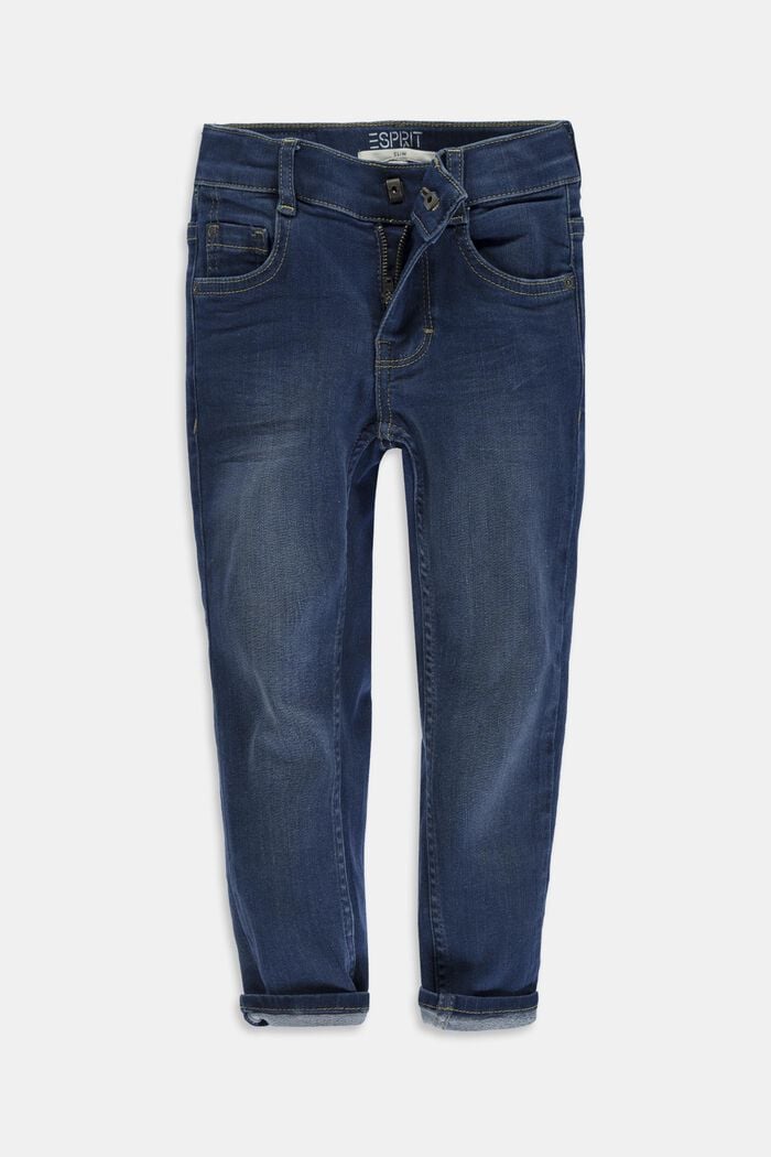 Stretch-Jeans mit Weitenservice und Verstellbund, BLUE LIGHT WASHED, detail image number 0