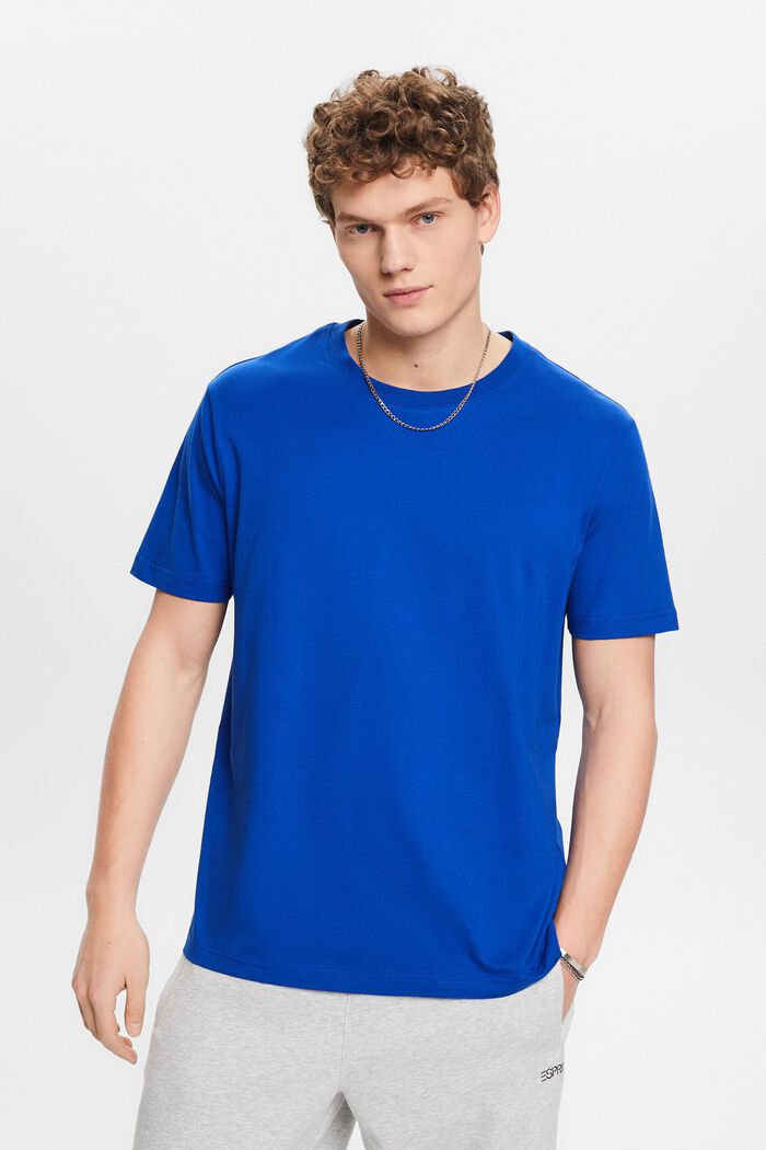 Jersey-T-Shirt mit Rundhalsausschnitt, BRIGHT BLUE, detail image number 0