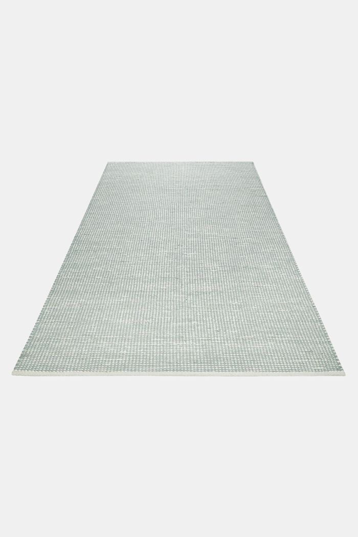 Handgewebter Teppich aus Woll-Mix, AQUA GREEN, detail image number 4