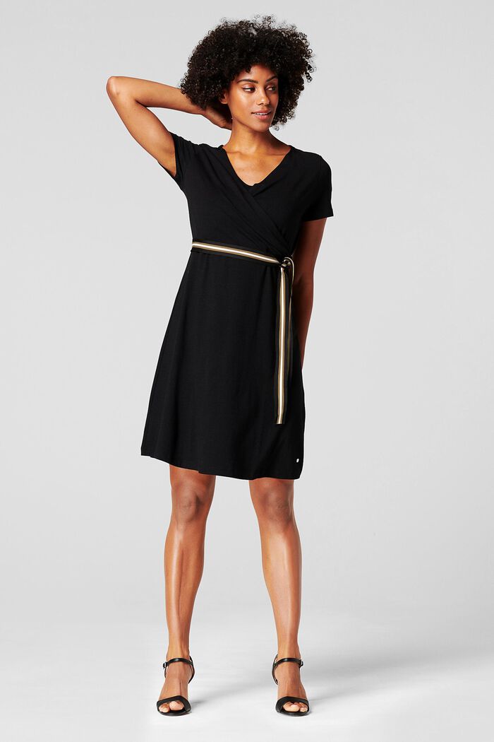 Jersey-Kleid mit Stillfunktion und Gürtel, BLACK INK, detail image number 1