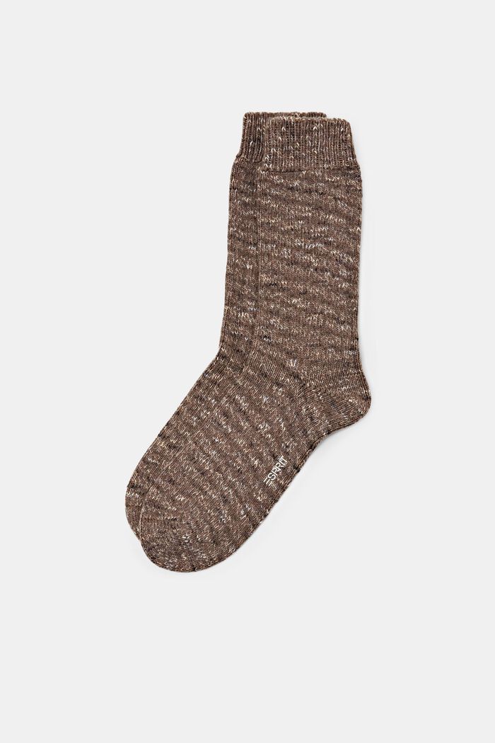 Boot-Socken in Grobstrick mit Wolle, BROWN, detail image number 0