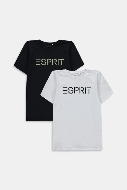 2er-Pack T-Shirts mit Logoprint, WHITE, overview