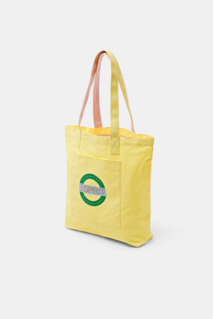 Tote Bag aus Baumwolle mit Logodesign, PASTEL YELLOW, detail image number 2