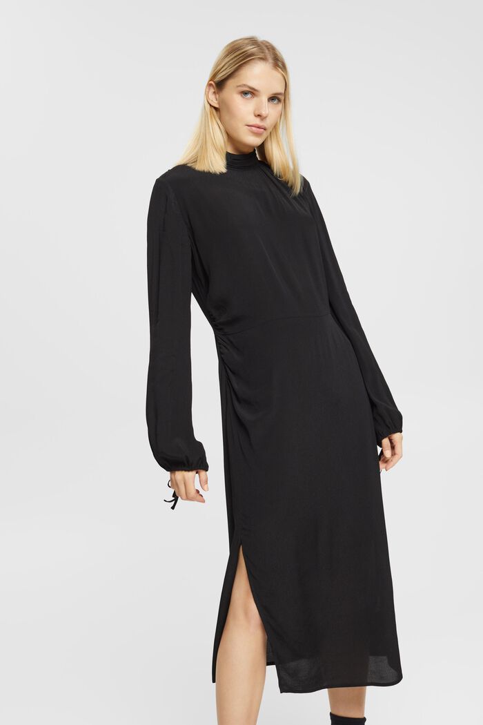 Kleid mit Stehkragen, BLACK, detail image number 1
