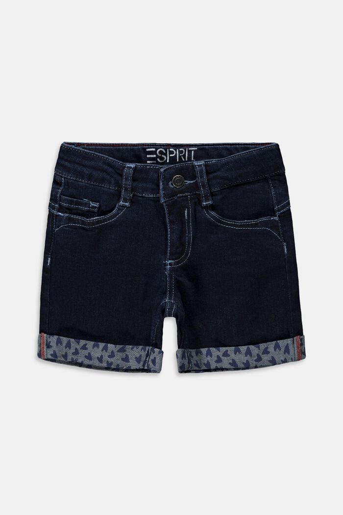 Recycelt: Jeans-Shorts mit Verstellbund, BLUE DARK WASHED, detail image number 0