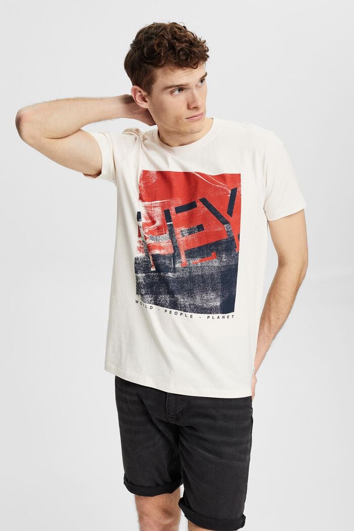 Men T-Shirts & Langarmshirts | Jersey-T-Shirt mit großem Frontprint - NL11924
