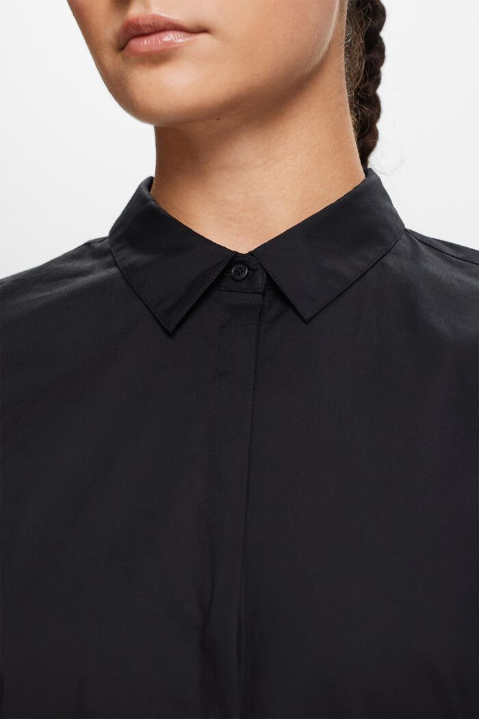 Langärmlige Popeline-Bluse, BLACK, detail image number 1