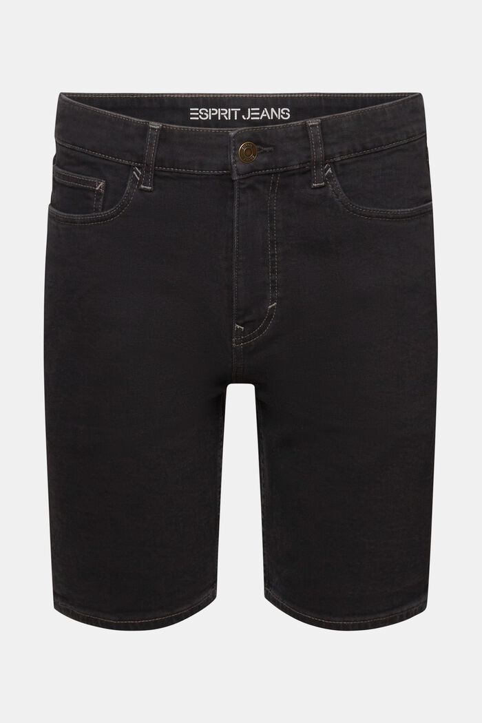 Gerade geschnittene Jeansshorts, BLACK DARK WASHED, detail image number 7