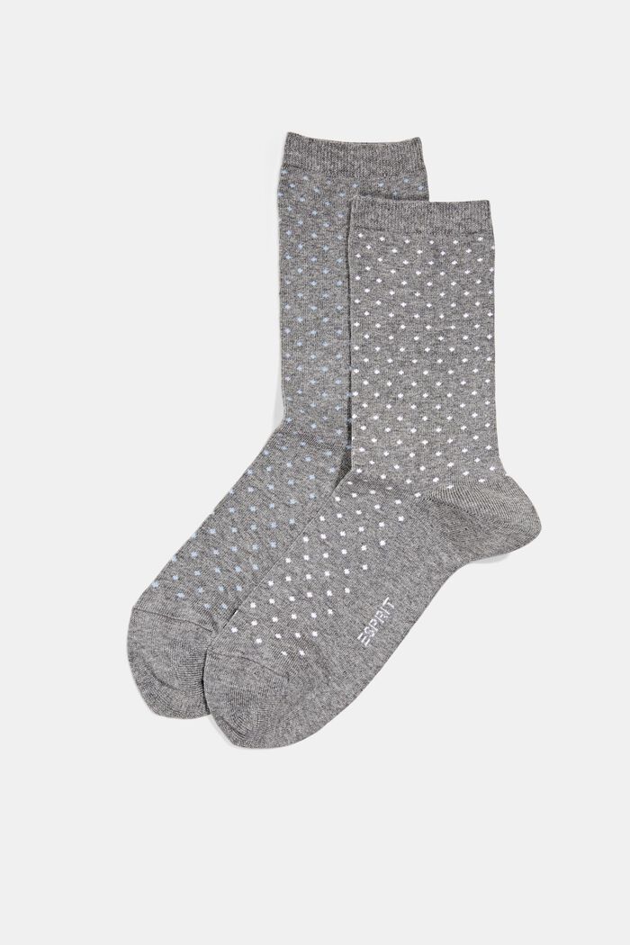 2er-Pack Socken mit Polka Dots, Bio-Baumwolle, LIGHT GREY MELANGE, detail image number 0