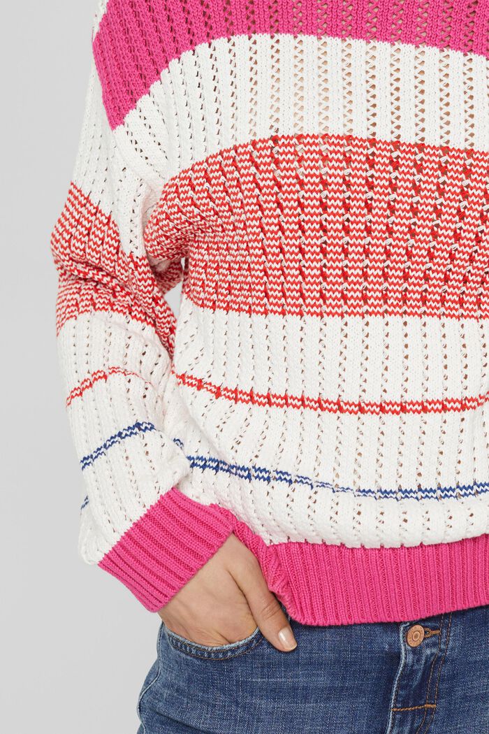 Musterstrickpullover aus Organic Cotton, NEW PINK FUCHSIA, detail image number 2