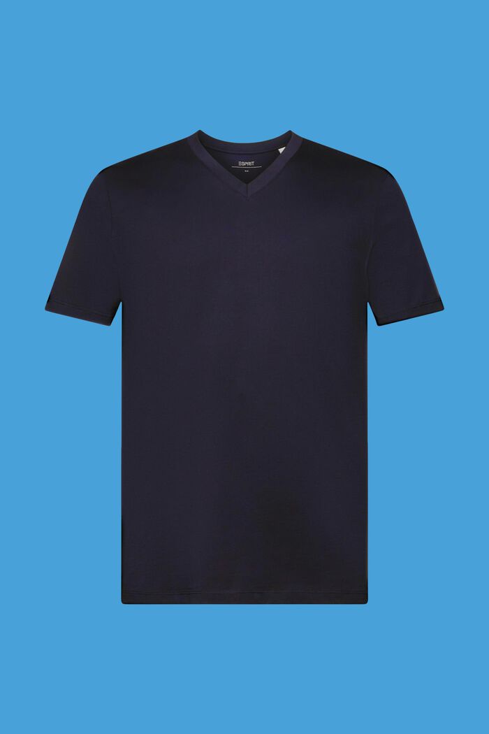 T-Shirt aus Baumwolle mit V-Ausschnitt, Slim Fit, NAVY, detail image number 6